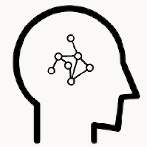 An outline of a head with a network icon inside