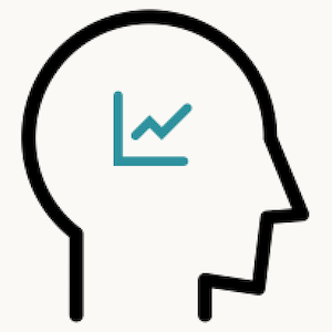 An outline of a head with a chart icon inside
