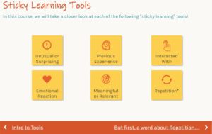 Sticky Learning Course - Tools for Application Screen